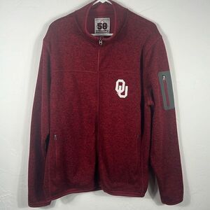 🔥🏈 Vintage OKLAHOMA SOONERS Full Zip Polyester Fleece Jacket - Men Sz XL - GUC